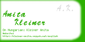 anita kleiner business card